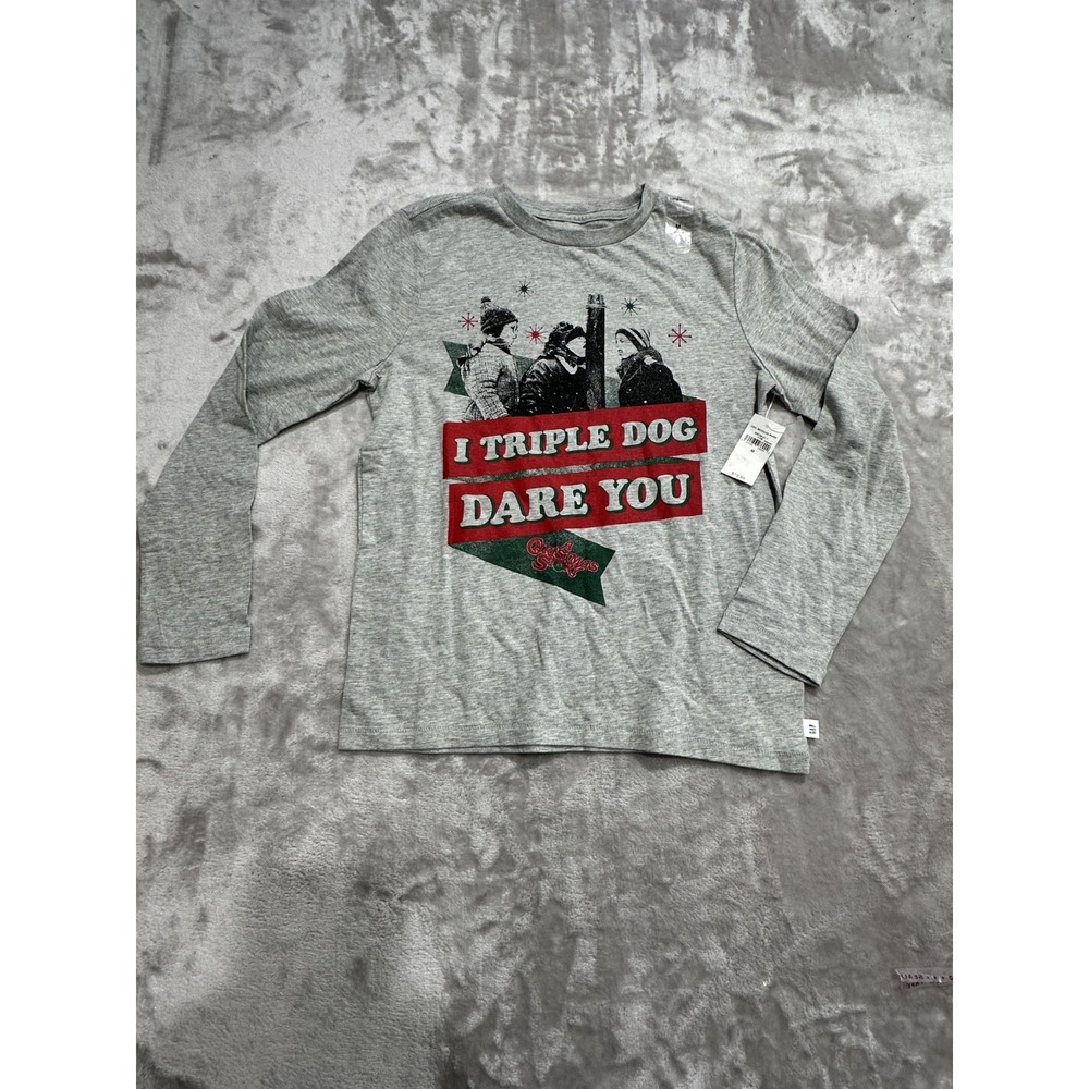 Gap Kids‎ Warner Brothers Shirt Size Medium Gray Long Sleeve Christmas Story NWT